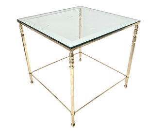 Brass Coffee Table | Gold Side Table | End Table from 1970s | Clear with Mirror glass | 17.7"