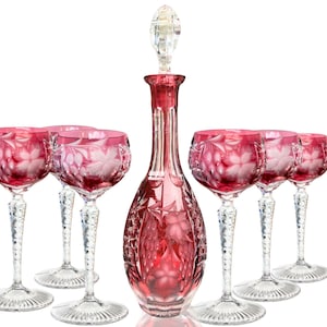 Nachtmann Grapes Red | Decanter di cristallo (1) e bicchieri da vino (6) | Rosso dorato | Vintage