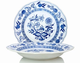 Hutschenreuther 青い花柄皿 6枚セット Blue Onion Dinnerware Set | Porcelain Plates | for 6 Persons