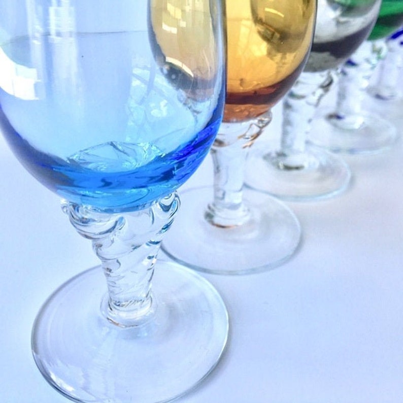 5x Murano Cordial Glasses Hand Blown on Twisted Stem / Multi Etsy