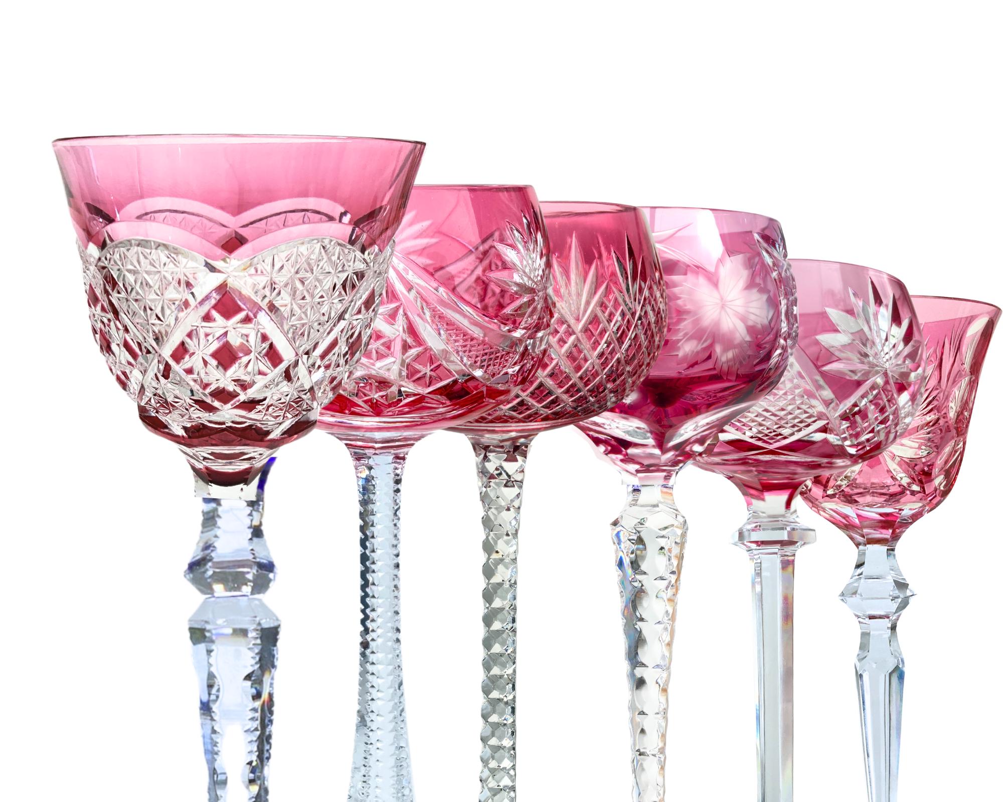 Crystal Wine Glasses (1) | Pink Red | Cut to Clear Crystal | Val Saint  Lambert, Saint Louis, Klokotschnik - Etsy, image size:2000x1600