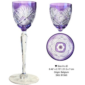 Lilac Wine Glass 1 Lavender Crystal Val Saint Lambert, Saint Louis, Klokotschnik B1560 | Lavender