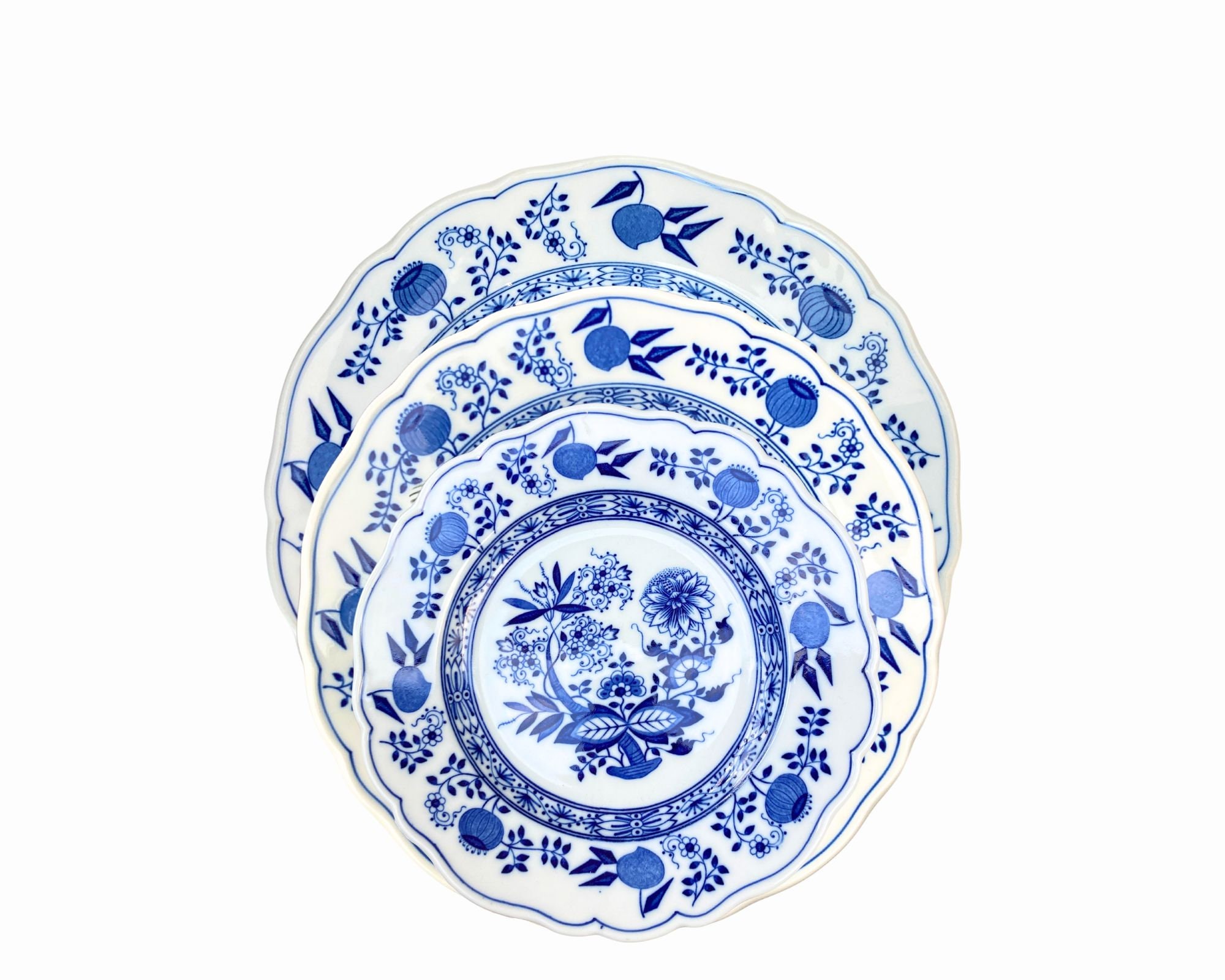 Blue Onion Plate Set | 3 Pc Place Setting | Hutschenreuther Rim