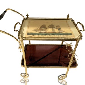 Brass Bar Cart | Neoclassical | Made in Italy Pre 1950
