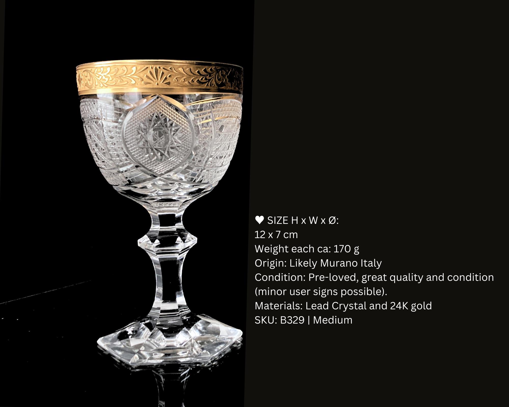 Lot De 6 Verres à Vin Murano Venise - Cygne Doré Rose - Vintage Italien