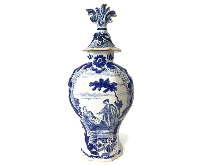 Antique Blue and White Vase With Lid Delft Vase Ginger Jar. Etsy