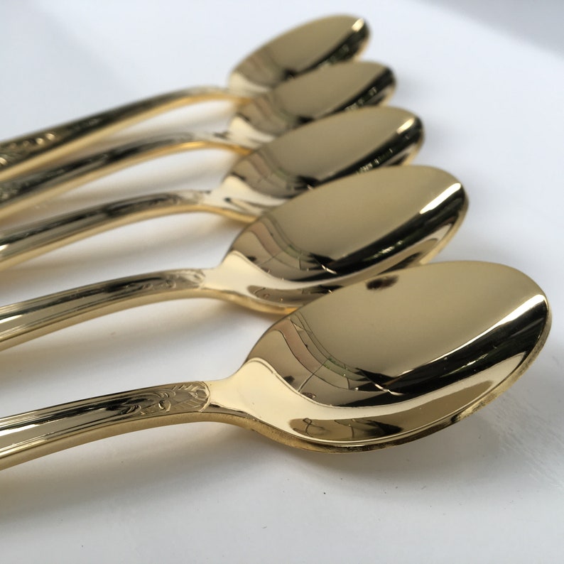 Gold Dessert Spoons 6pcs 24K Gold Plated Flatware Kings Etsy UK