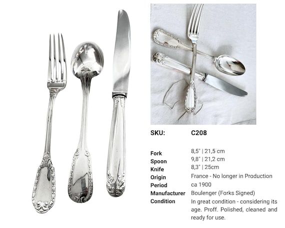 カトラリー(スプーン等) Antique French Silver Spoon & Fork Set French Silver Plate Cutlery | 18pcs for 6 People | Professionally