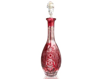 Crystal Decanter | Nachtmann Cut Grapes Decor | Ruby Red | 60s-80s