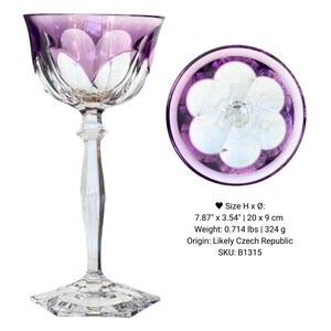 Lilac Wine Glass 1 Lavender Crystal Val Saint Lambert, Saint Louis, Klokotschnik B1315 | Lavender