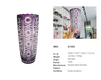その他  Pampula vase 80mm amethyst oiva Amethyst Crystal Vase | Handmade Cut to Clear | Purple Decor - Etsy