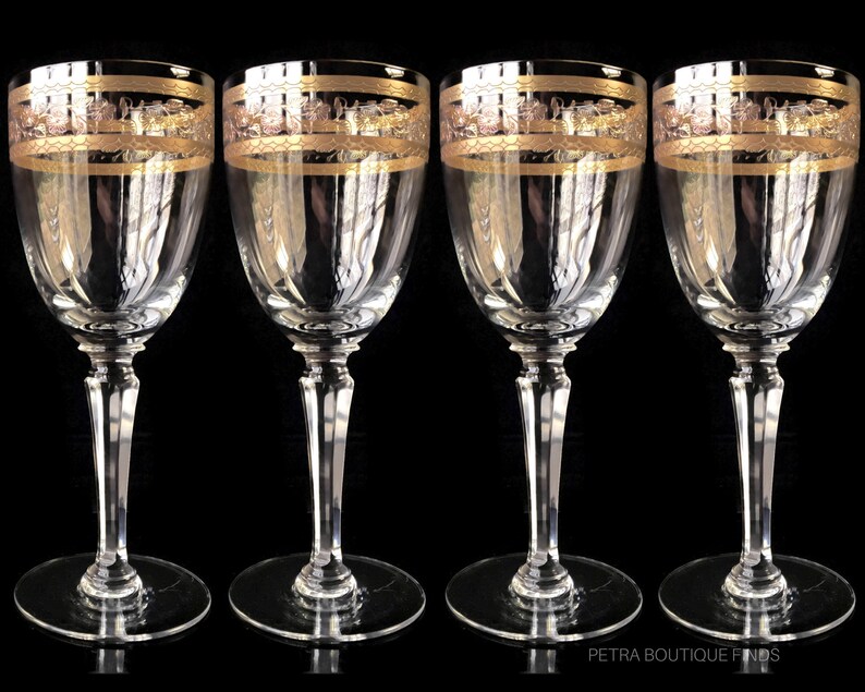 murano wine glasses gold