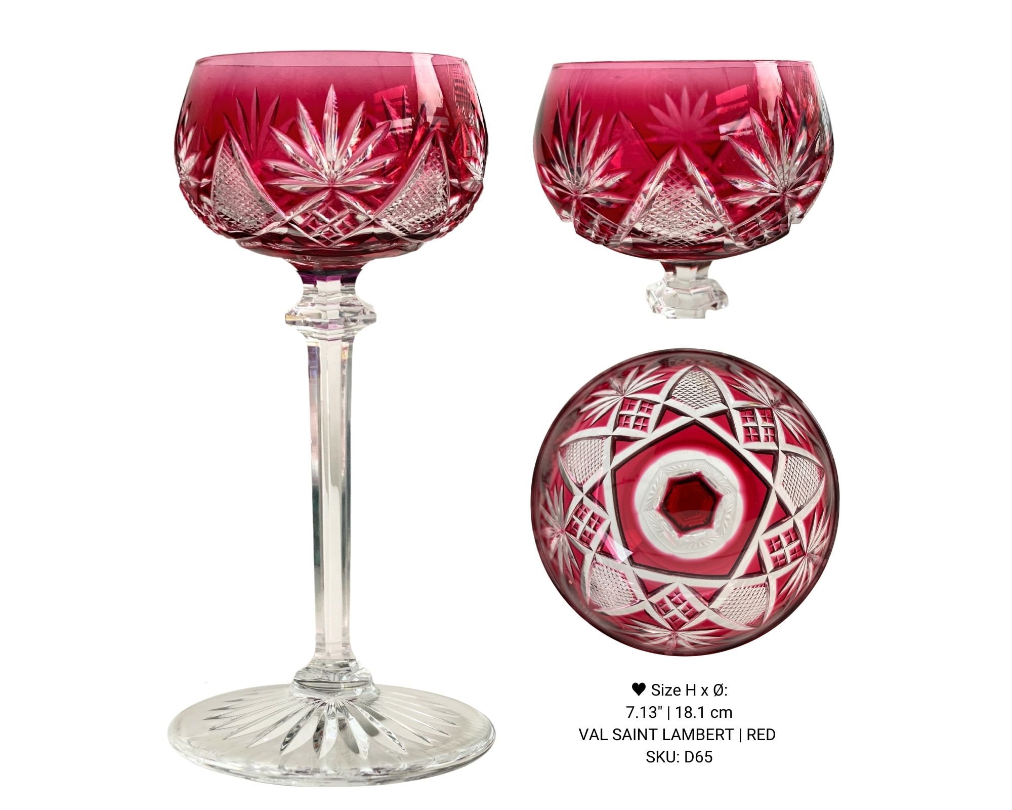 ♯ Val Saint Lambert クリスタルガラス フラワーベース 青 ブルー