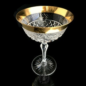 Crystal Champagne Glass | 1Pc | 24K Gold Trim | Josephinenhutte