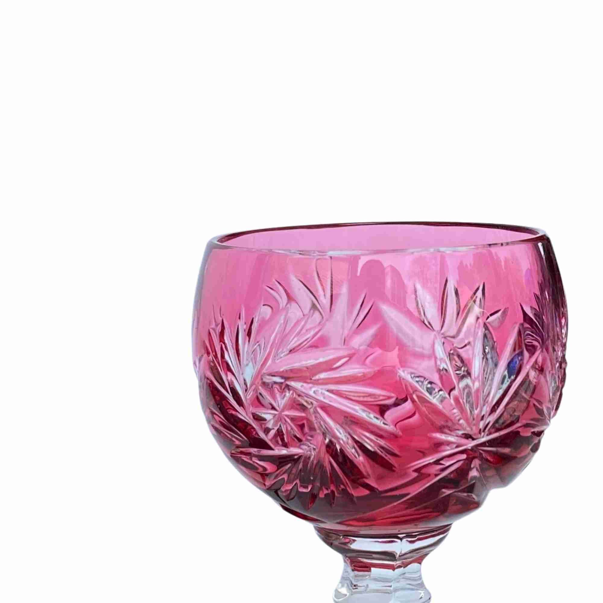 6x Crystal Cut Cordial Glasses Color Overlay Cut to Clear Etsy