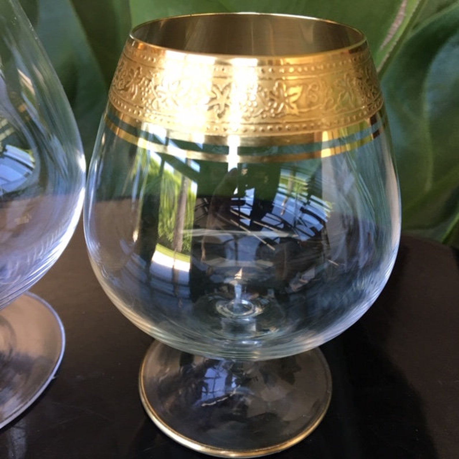 Crystal Brandy Snifters 2pcs Cognac Glasses 24K Gold Rim Etsy