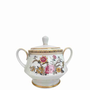 Tasses à thé sur pieds en porcelaine Noritake 8 Soucoupes 11 Sucrier 1 Rêve asiatique rose image 5