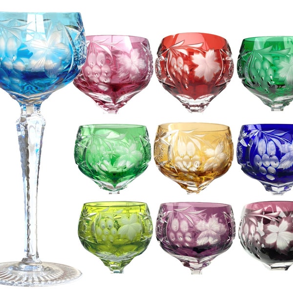 Crystal Cut Wine Glass | Cut-to-Clear | 1 Pcs | Nachtmann Grapes, Traube | Color Overlay