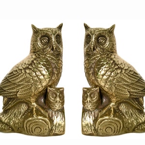 Brass Owl Statue | Vintage Book Ends | Heavy Figurine | A pair from 50s.et