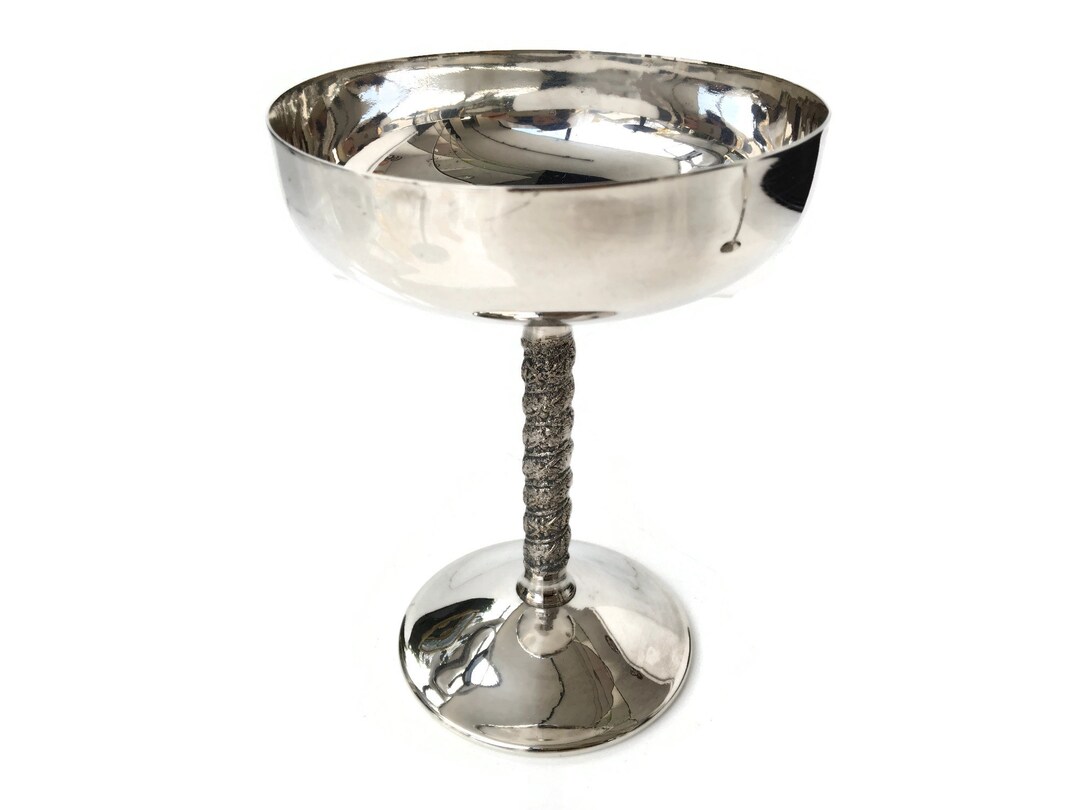 2x Champagne Glasses Silver Plate Tall Coupe Glasses / Mid Etsy