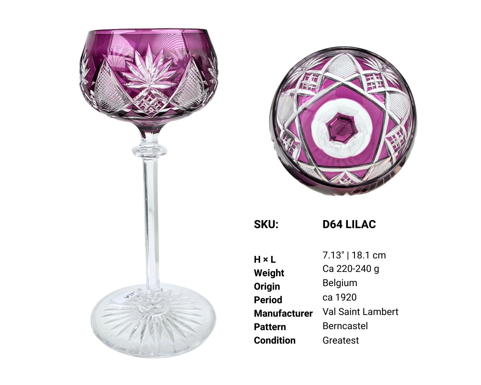 1x Val Saint Lambert, Crystal Wine Glass, Select Your Color and