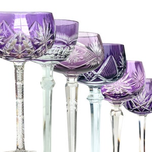 Lilac Wine Glass 1 Lavender Crystal Val Saint Lambert, Saint Louis, Klokotschnik image 1