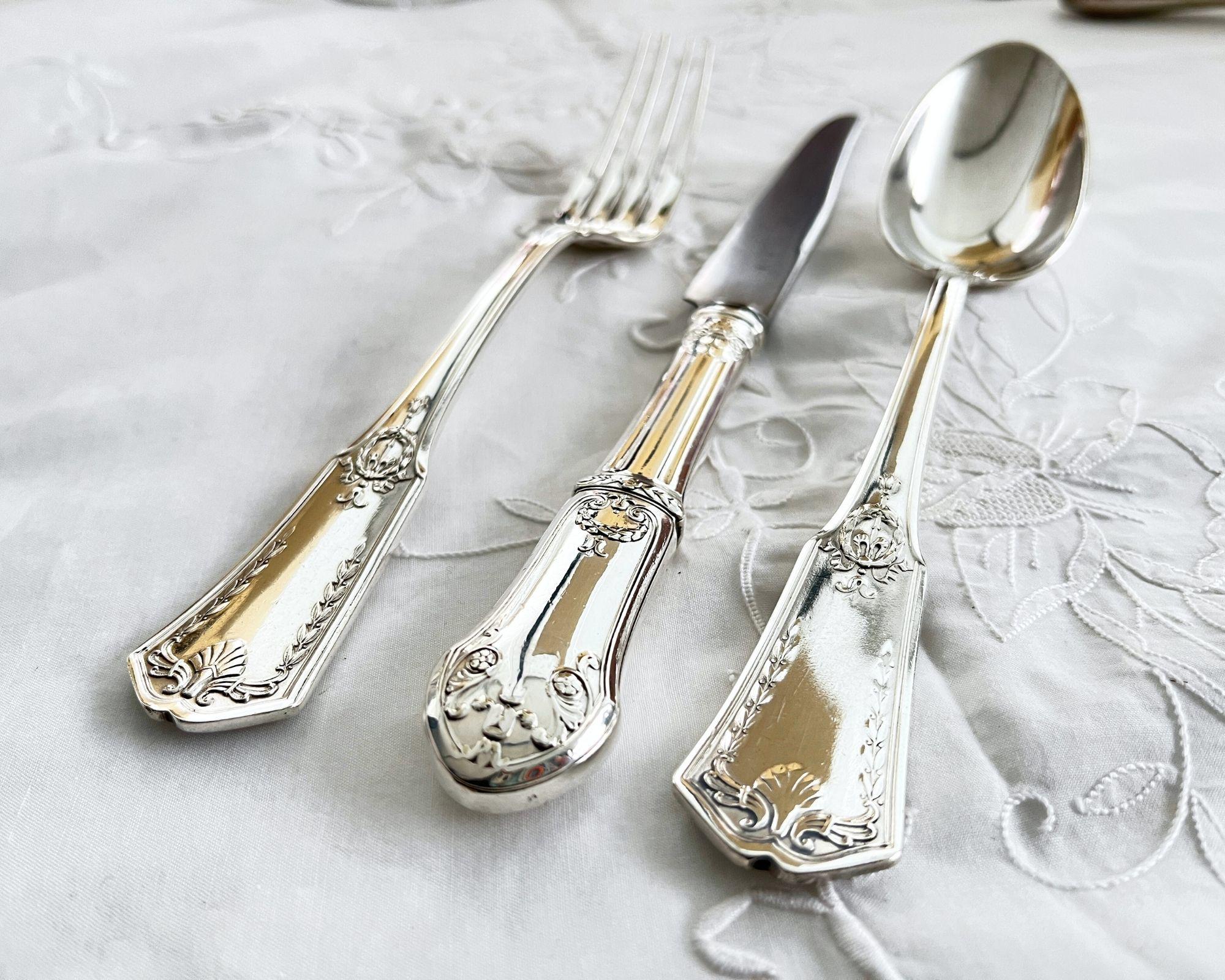 純銀800製　スターリングシルバー　カトラリー　セット　アンティーク　フランス AntiqueSilver！とても素敵な純銀製カトラリーセットです♪