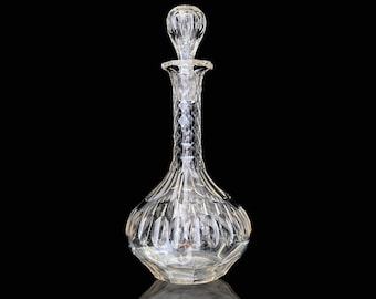 Decantador de cristal antiguo | Val Saint Lambert | Pozo victoriano | ca. 1890