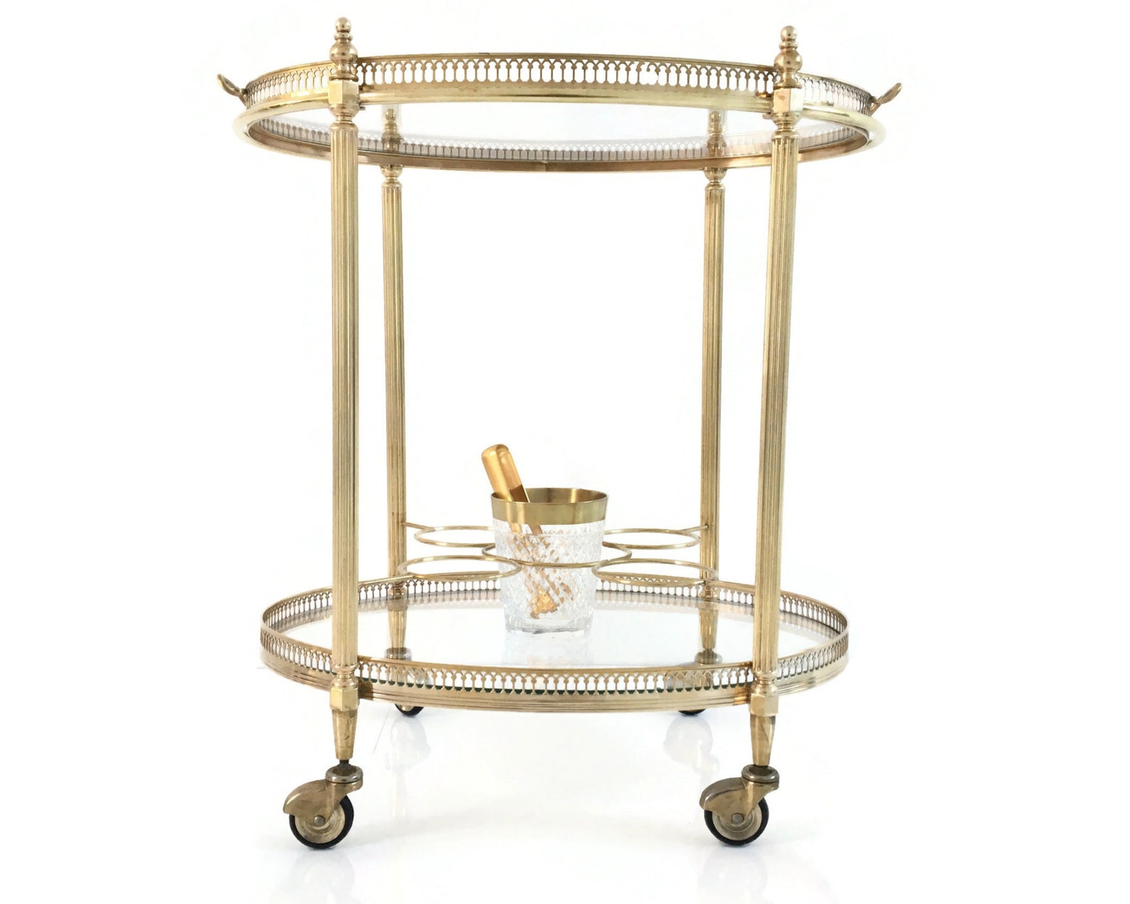 Chariot de bar ovale néoclassique avec plateau amovible / Etsy