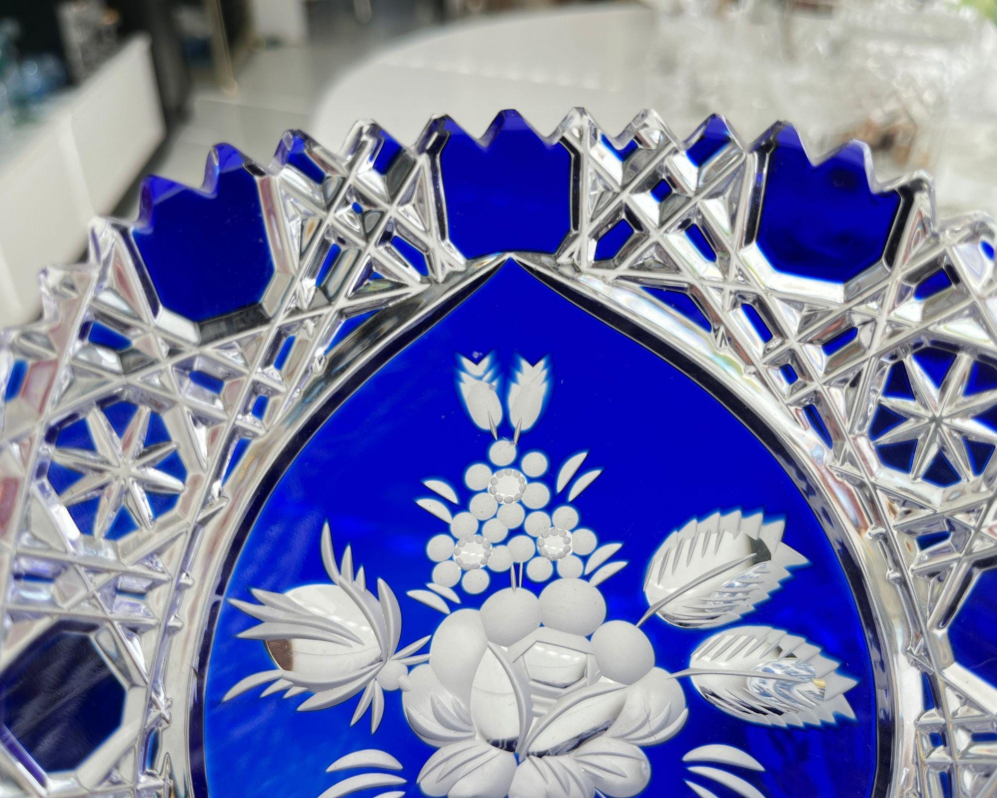 Meissen Vase | Engraved Crystal | Cobalt Blue - Etsy