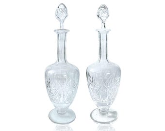Val Saint Lambert | Karafka do whisky | Para w stylu art déco | 2 szt.