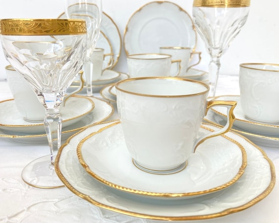 Rosenthal Classic Rose | Weißgold | Kaffeetasse, Untertasse und Teller | 5-teilig