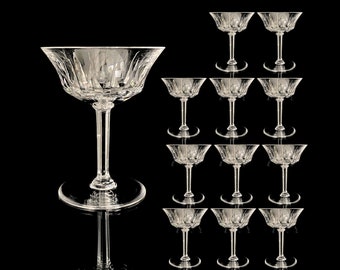 Val Saint Lambert Coupes | 12 Pcs Champagne Glasses | Crystal circa 1950s