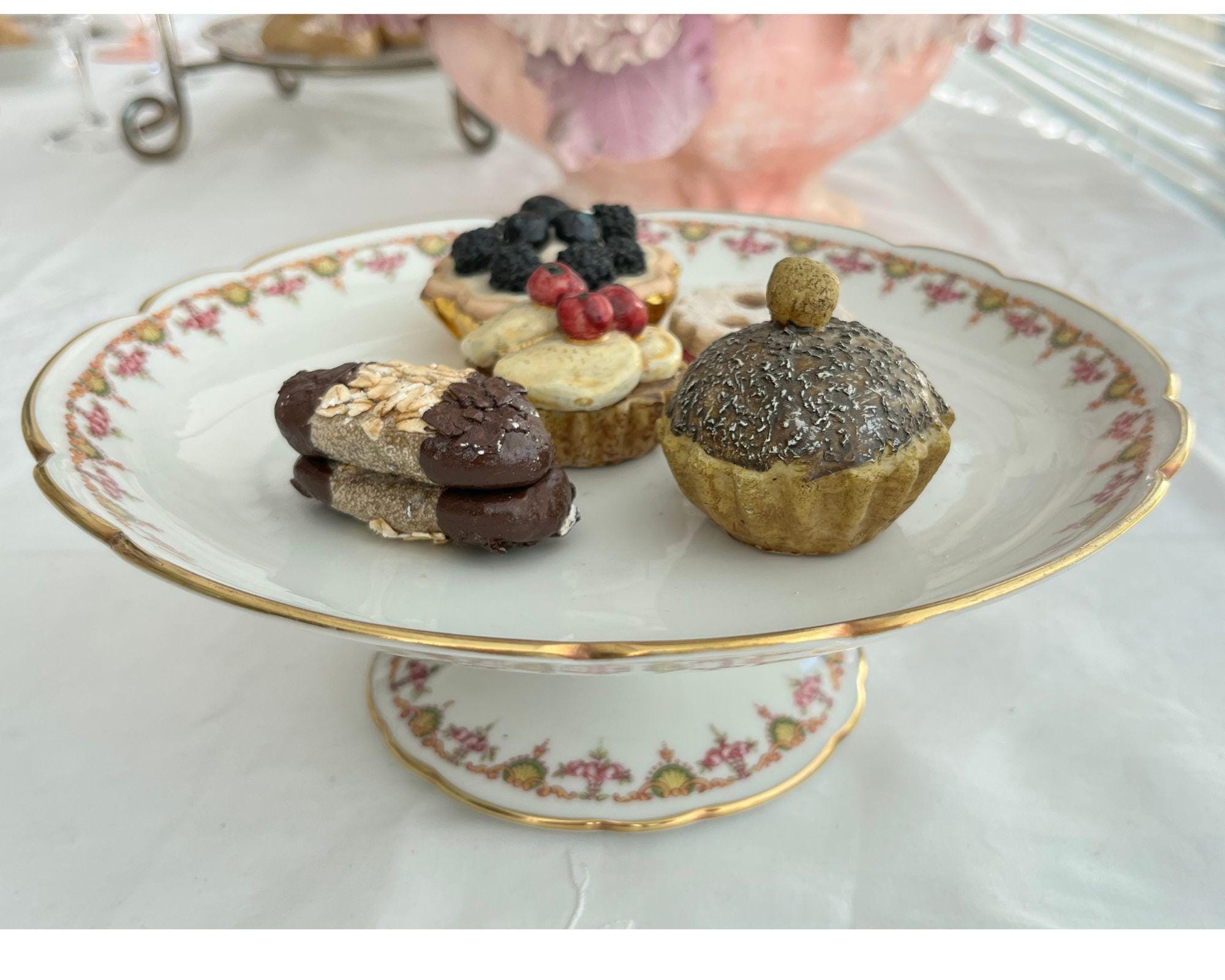 ケーキスタンド ケーキプレート フランスアンティーク イギリスアンティーク ケーキスタンド台座 | 7ピース | アンティークフランス製磁器 | 1918年