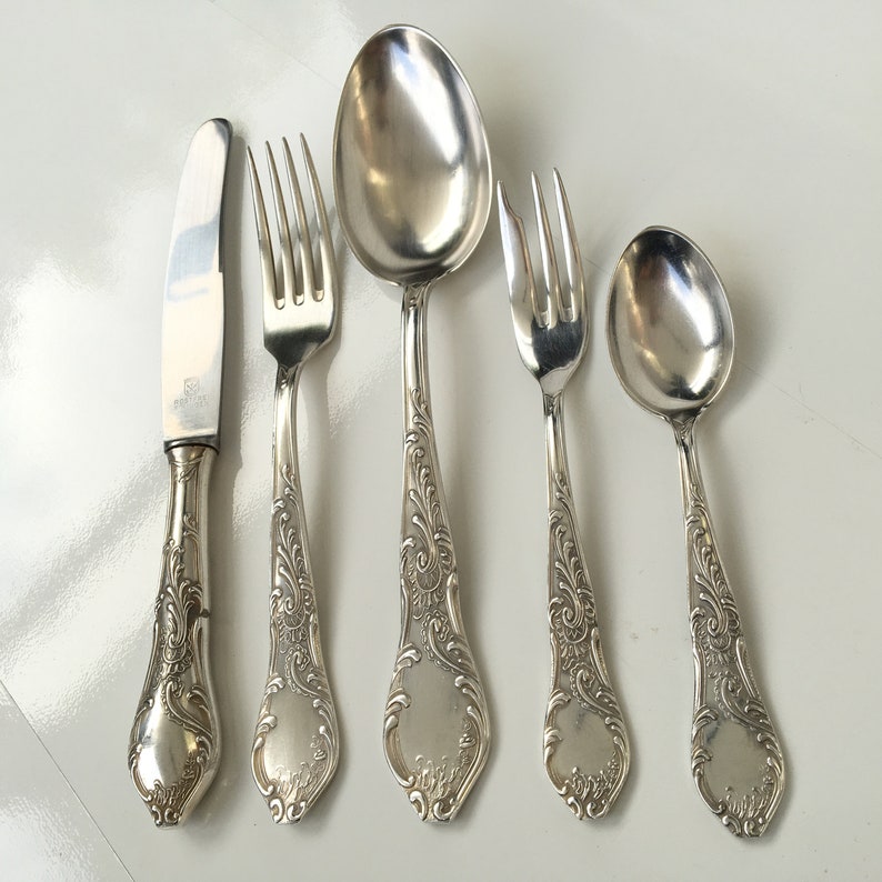 Antique FLATWARE SET Silver Plate in Kings Pattern / Louis Etsy