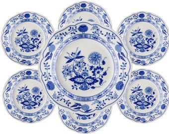 Blue Onion Breakfast Plates | 6Pcs  | 7.48" | Scalloped | Hutschenreuther (Rosenthal)