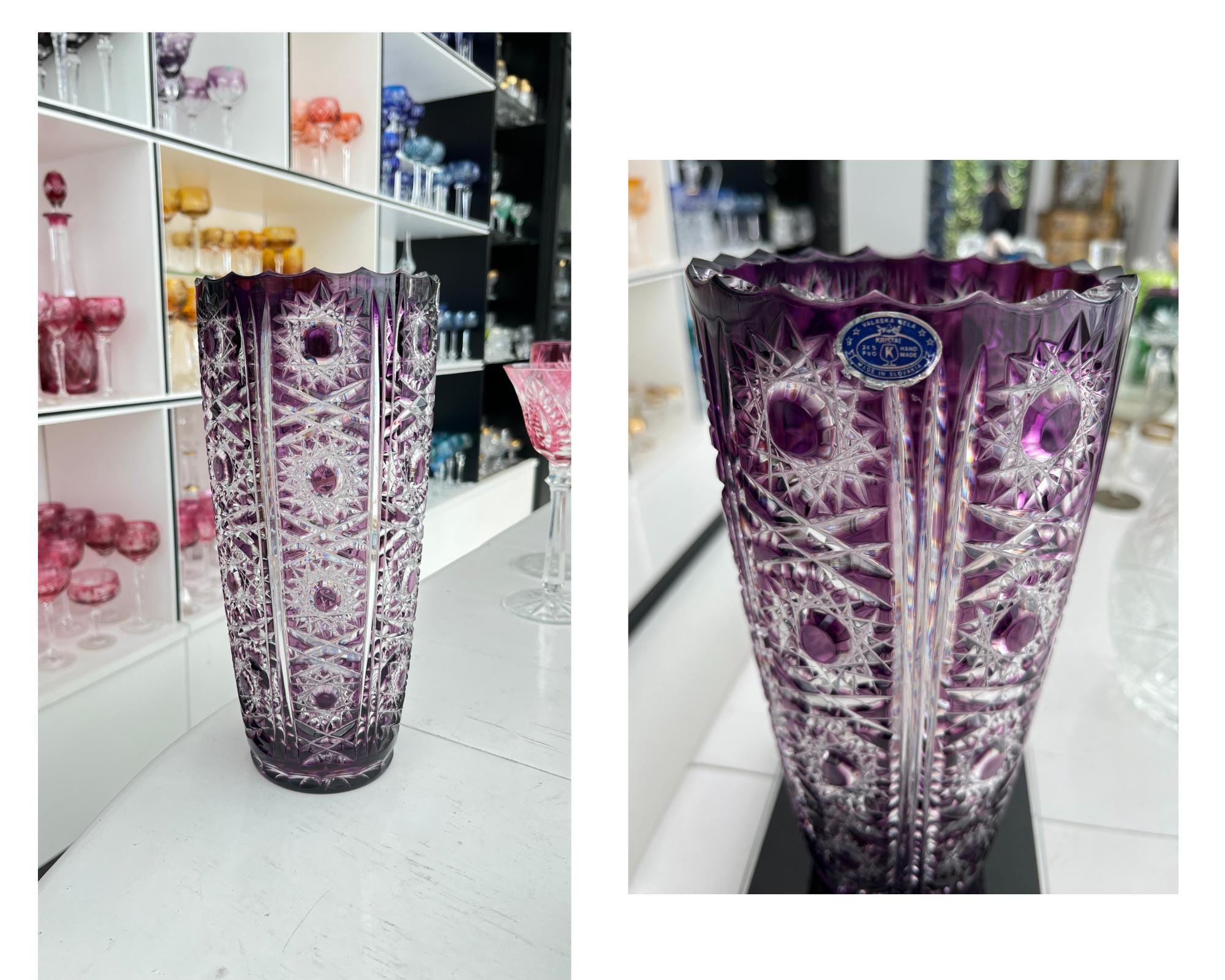 Amethyst Crystal Vase | Handmade Cut to Clear | Purple Decor - Etsy