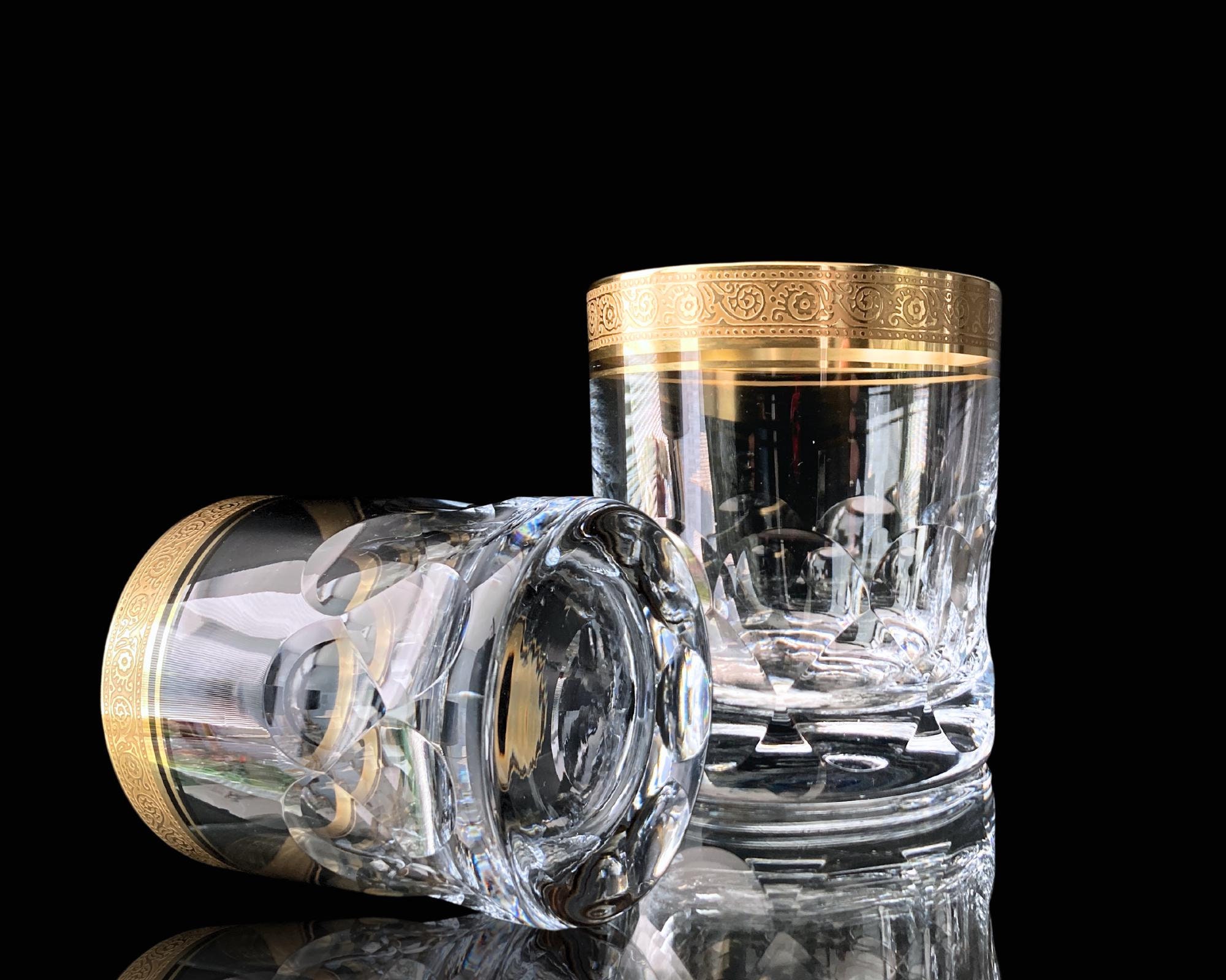 クリスタルグラス 2個セット 金色装飾 アンティーク クリスタルグラス 2個セット 金色装飾 アンティーク