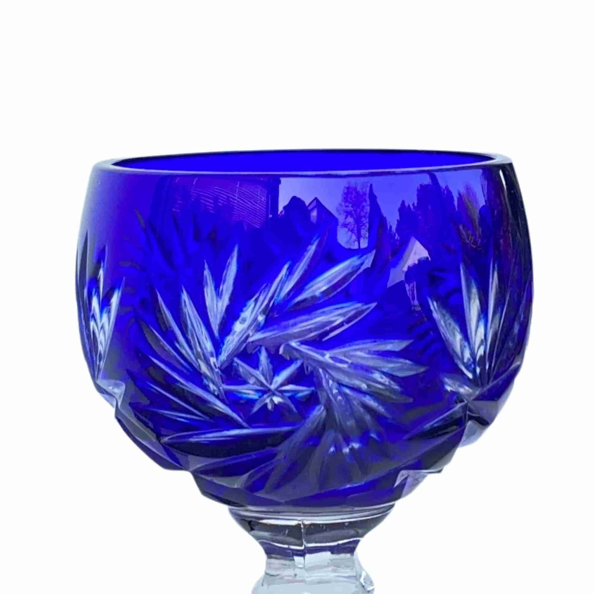6x Crystal Cut Cordial Glasses Color Overlay Cut to Clear Etsy