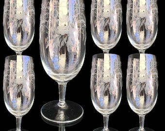Antique Water Glasses | 6Pcs | Bird Engravings