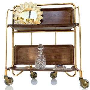 Bremshey Dinett Walnut Gold | Foldable Bar Cart | 60s Design