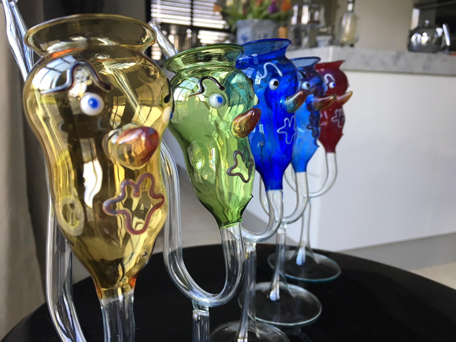 5x Art Glass / Mouth Blown / Cordial Glasses in Face Etsy