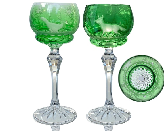 Copas de vino de cristal Copas grandes verdes 6 decoraciones de