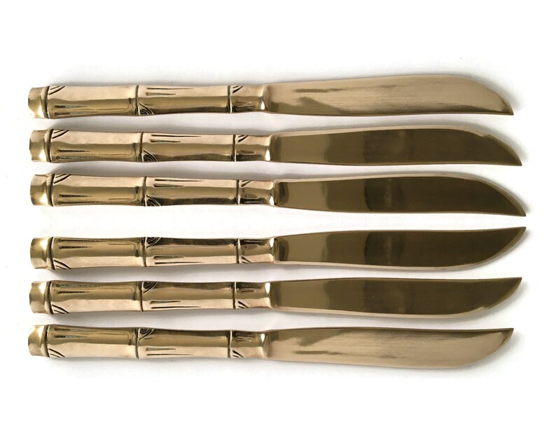 12 Pcs Fork and Knife Flatware set Polished Brass Gold Etsy