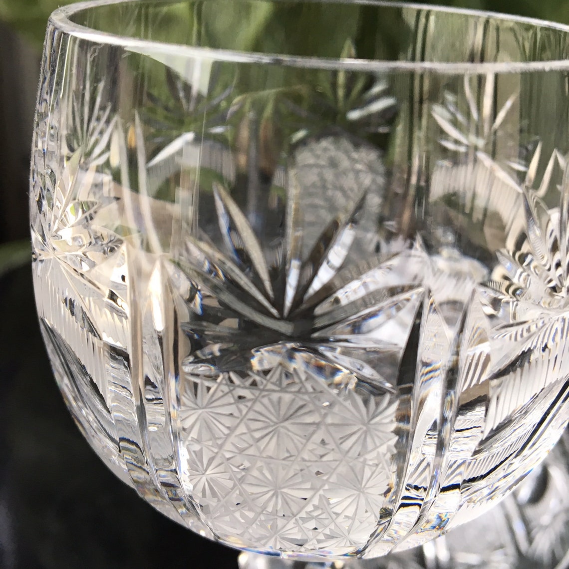 5x Crystal Wine glasses Pineapple / Art Deco Glasses Etsy