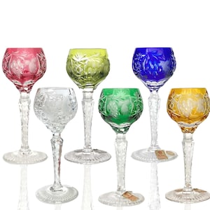 6x Nachtmann Traube Cordial Glasses | Color Overlay | CutCrystal | 70set