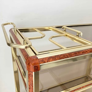 French Bar Cart | Pierre Vandel Serving Table |  Gold Bronze | 1960s
