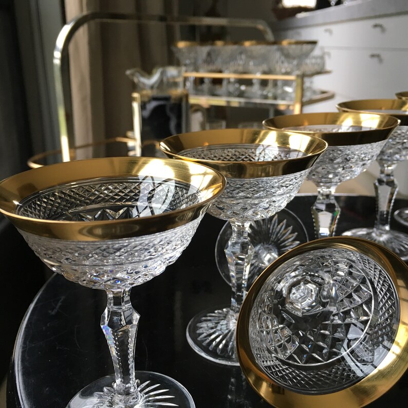 6x Crystal Cordial Glasses Liqueur Glasses 24K Gold Trim Etsy