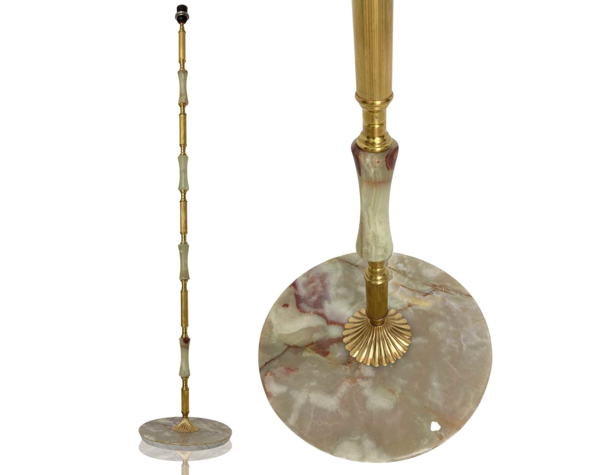 Onyx and brass standard lamp deals