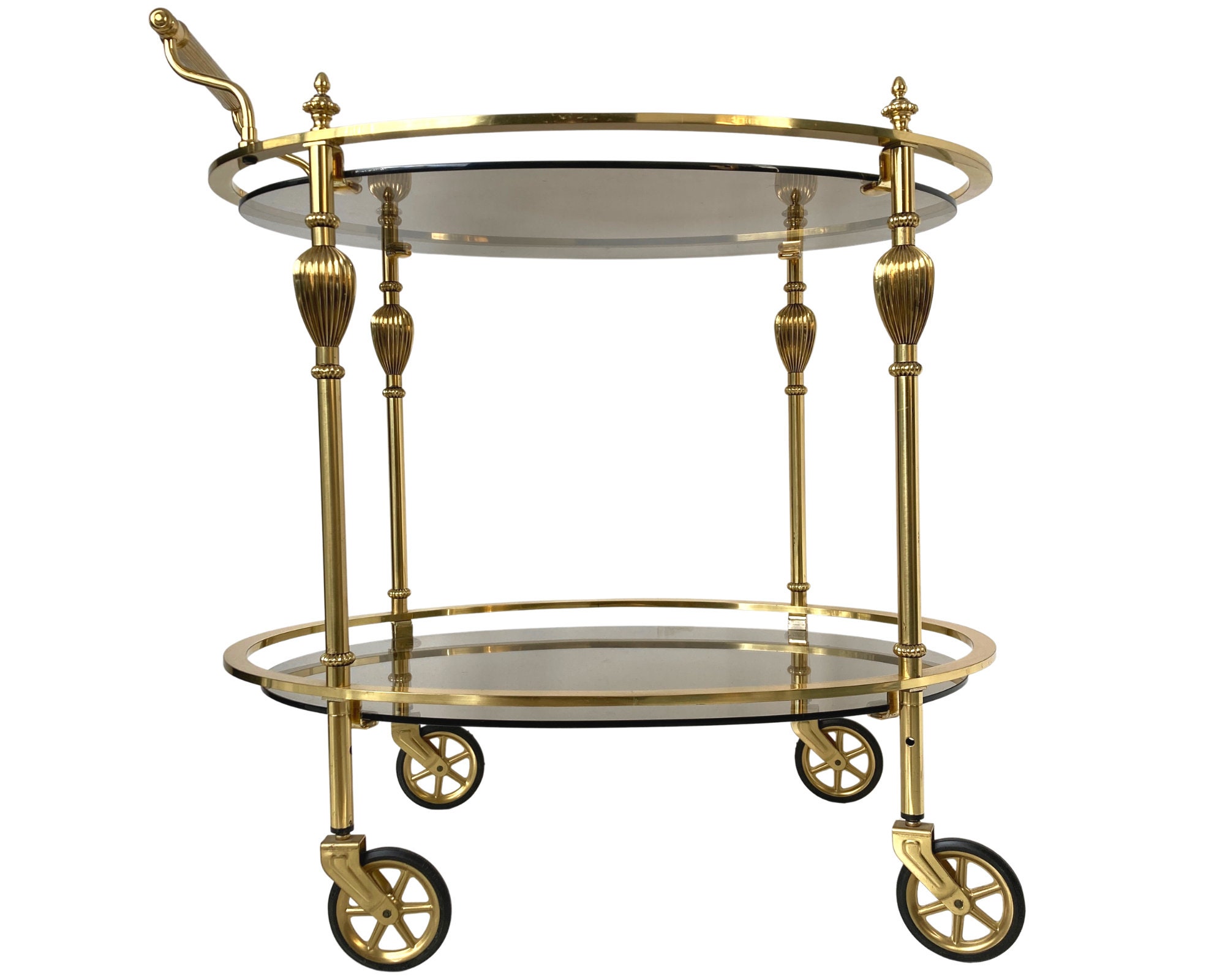 Bar Cart Italian Oval Drinks Trolley Vintage Brass and - Etsy